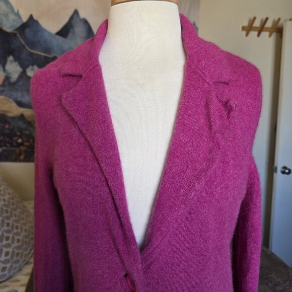 Neiman Marcus 100% Cashmere Blazer Sweater Jacket Women’s L Purple Magenta - Picture 5 of 14